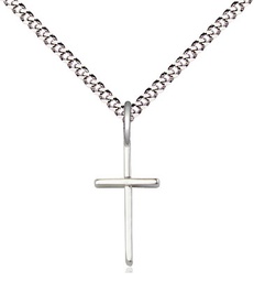 [0014SSS/18S] Sterling Silver Cross Pendant on a 18 inch Light Rhodium Light Curb chain