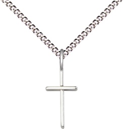 [0014SSS/18S] Sterling Silver Cross Pendant on a 18 inch Light Rhodium Light Curb chain