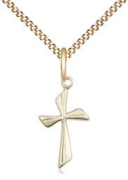 [0016YGF/18G] 14kt Gold Filled Cross Pendant on a 18 inch Gold Plate Light Curb chain