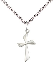 [0016YSS/18S] Sterling Silver Cross Pendant on a 18 inch Light Rhodium Light Curb chain