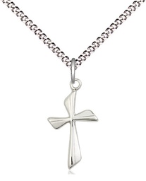 [0016YSS/18S] Sterling Silver Cross Pendant on a 18 inch Light Rhodium Light Curb chain