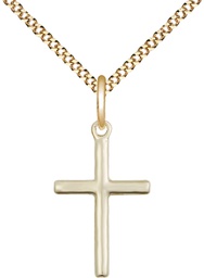 [0017YGF/18G] 14kt Gold Filled Cross Pendant on a 18 inch Gold Plate Light Curb chain