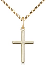 [0017YGF/18G] 14kt Gold Filled Cross Pendant on a 18 inch Gold Plate Light Curb chain