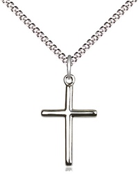 [0017YSS/18S] Sterling Silver Cross Pendant on a 18 inch Light Rhodium Light Curb chain