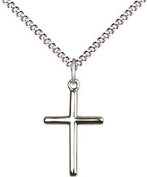 [0017YSS/18S] Sterling Silver Cross Pendant on a 18 inch Light Rhodium Light Curb chain