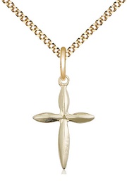 [0018YGF/18G] 14kt Gold Filled Cross Pendant on a 18 inch Gold Plate Light Curb chain