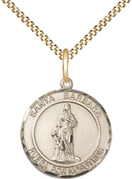 [8006RDSPGF/18G] 14kt Gold Filled Santa Barbara Pendant on a 18 inch Gold Plate Light Curb chain