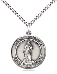 [8006RDSPSS/18S] Sterling Silver Santa Barbara Pendant on a 18 inch Light Rhodium Light Curb chain