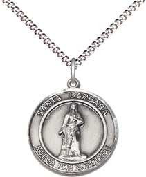 [8006RDSPSS/18S] Sterling Silver Santa Barbara Pendant on a 18 inch Light Rhodium Light Curb chain