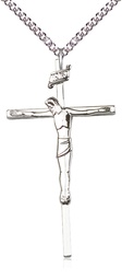 [0030SS/24SS] Sterling Silver Crucifix Pendant on a 24 inch Sterling Silver Heavy Curb chain