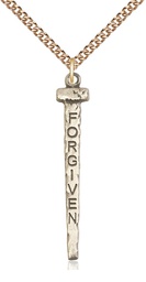 [0035GF/24GF] 14kt Gold Filled Forgiven Nail Pendant on a 24 inch Gold Filled Heavy Curb chain