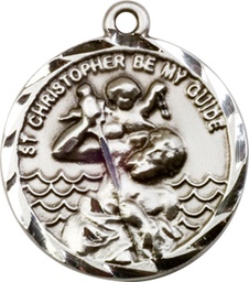 [0036CSS] Sterling Silver Saint Christopher Medal