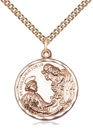 [0037CEGF/24GF] 14kt Gold Filled Saint Cecilia Pendant on a 24 inch Gold Filled Heavy Curb chain