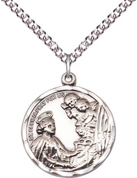 [0037CESS/24SS] Sterling Silver Saint Cecilia Pendant on a 24 inch Sterling Silver Heavy Curb chain
