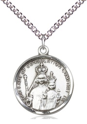 [0038SS/24SS] Sterling Silver Our Lady of Consolation Pendant on a 24 inch Sterling Silver Heavy Curb chain