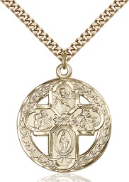 [0043CGF/24GF] 14kt Gold Filled 4-Way Pendant on a 24 inch Gold Filled Heavy Curb chain