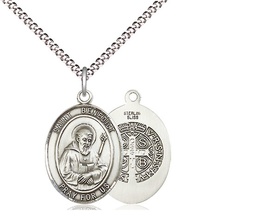 [8008SS/18S] Sterling Silver Saint Benedict Pendant on a 18 inch Light Rhodium Light Curb chain