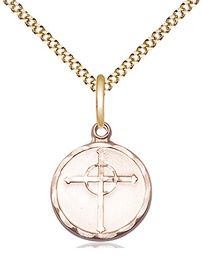 [0051GF/18G] 14kt Gold Filled Episcopal Cross Pendant on a 18 inch Gold Plate Light Curb chain