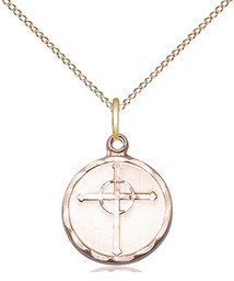 [0051GF/18GF] 14kt Gold Filled Episcopal Cross Pendant on a 18 inch Gold Filled Light Curb chain