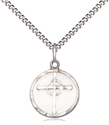 [0051SS/18S] Sterling Silver Episcopal Cross Pendant on a 18 inch Light Rhodium Light Curb chain