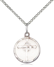 [0051SS/18SS] Sterling Silver Episcopal Cross Pendant on a 18 inch Sterling Silver Light Curb chain