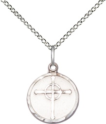 [0051SS/18SS] Sterling Silver Episcopal Cross Pendant on a 18 inch Sterling Silver Light Curb chain