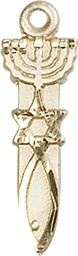 [0061GF] 14kt Gold Filled Menorah Star Fish Medal