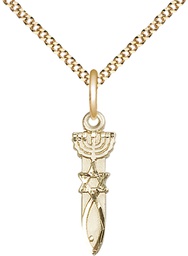 [0061GF/18G] 14kt Gold Filled Menorah Star Fish Pendant on a 18 inch Gold Plate Light Curb chain