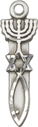 [0061SS] Sterling Silver Menorah Star Fish Medal