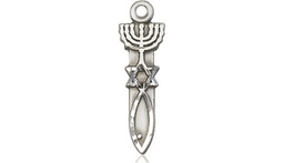 [0061SS] Sterling Silver Menorah Star Fish Medal