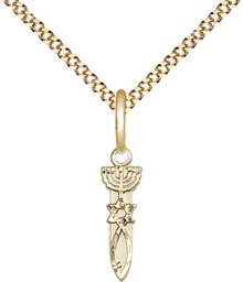 [0062GF/18G] 14kt Gold Filled Menorah Star Fish Pendant on a 18 inch Gold Plate Light Curb chain