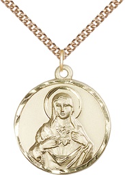 [0068GF/24GF] 14kt Gold Filled Immaculate Heart of Mary Pendant on a 24 inch Gold Filled Heavy Curb chain