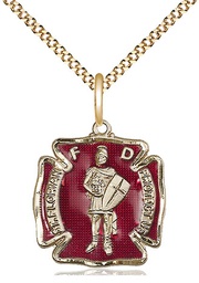 [0070EGF/18G] 14kt Gold Filled Saint Florian Pendant on a 18 inch Gold Plate Light Curb chain