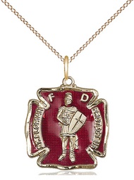 [0070EGF/18GF] 14kt Gold Filled Saint Florian Pendant on a 18 inch Gold Filled Light Curb chain