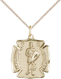 [0070GF/18GF] 14kt Gold Filled Saint Florian Pendant on a 18 inch Gold Filled Light Curb chain