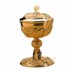 [2341-GP] Gold Plated Ciborium With Angels On Base