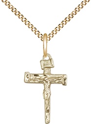 [0072GF/18G] 14kt Gold Filled Nail Crucifix Pendant on a 18 inch Gold Plate Light Curb chain