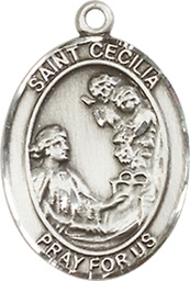 [8016SSY] Sterling Silver Saint Cecilia Medal - With Box
