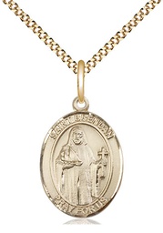 [8018GF/18G] 14kt Gold Filled Saint Brendan the Navigator Pendant on a 18 inch Gold Plate Light Curb chain