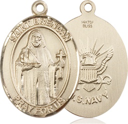 [8018GF6] 14kt Gold Filled Saint Brendan Navy Medal