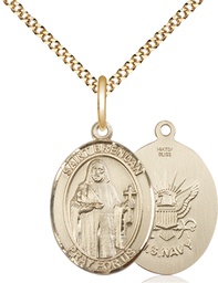 [8018GF6/18G] 14kt Gold Filled Saint Brendan Navy Pendant on a 18 inch Gold Plate Light Curb chain