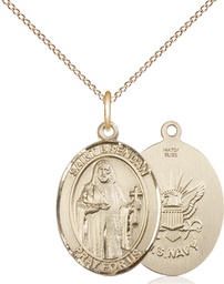 [8018GF6/18GF] 14kt Gold Filled Saint Brendan Navy Pendant on a 18 inch Gold Filled Light Curb chain