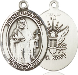[8018SS6] Sterling Silver Saint Brendan Navy Medal