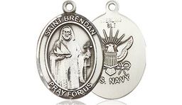 [8018SS6] Sterling Silver Saint Brendan Navy Medal