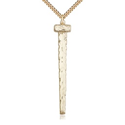 [0052GF/24G] 14kt Gold Filled Nail Pendant on a 24 inch Gold Plate Heavy Curb chain