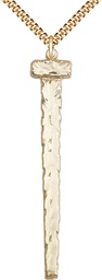 [0052GF/24G] 14kt Gold Filled Nail Pendant on a 24 inch Gold Plate Heavy Curb chain