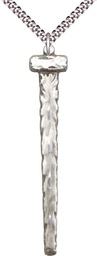 [0052SS/24S] Sterling Silver Nail Pendant on a 24 inch Light Rhodium Heavy Curb chain