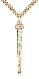 [0053GF/24G] 14kt Gold Filled Nail Pendant on a 24 inch Gold Plate Heavy Curb chain