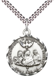 [0060SS/24S] Sterling Silver 3-Doctors Pendant on a 24 inch Light Rhodium Heavy Curb chain