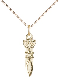 [0061GF/18GF] 14kt Gold Filled Menorah Star Fish Pendant on a 18 inch Gold Filled Light Curb chain